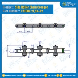 C2100HR-2L ; โซ่เหล็กลูกกลิ้งเล็ก ติดลูกกลิ้งใหญ่เหล็กด้านข้าง 2 ข้าง (1Box/10ft)