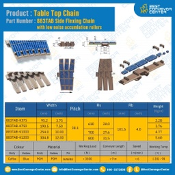 โซ่พลาสติกทางโค้ง Table Top Chain LF880TAB ; 7.5 นิ้ว. : LF880 750TAB (สำเนา)