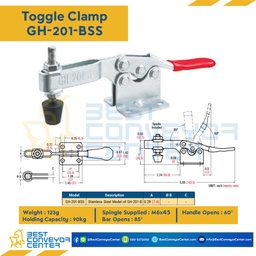 GH-201-BSS Toggle Clamp แบบกดแนวนอน