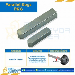 Parallel Key PKG 18×70-S Parallel Key แบบกลม ที่ปลายด้านหนึ่ง ขนาด 18×70 mm. เหล็ก