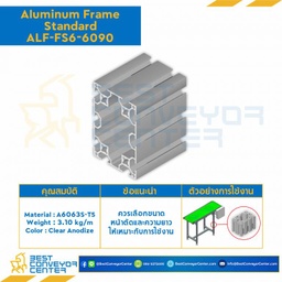 Aluminum Frame 6 Series Slot width 8 60×90 mm. L3350 mm. Clear Anodize : ALF-FS6-6090-3350