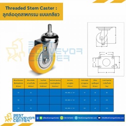 TPUB-TS-100 ล้อเทอร์โมพลาสติกโพลียูรีเทน แบบล้อเกลียว ขนาด 100 mm.