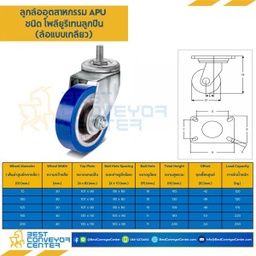 APUB-TS-125 ล้อโพลียูรีเทนลูกปืน แบบล้อเกลียว ขนาด 125 mm.